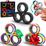 BUNMO Magnetic Rings Stocking Stuffers for Teens - Fidget Toys Adults - Stocking Stuffers for Boys - Magnetic Fidget Rings - Improved Stronger Magnets - Great Teen Gift - Multicolor