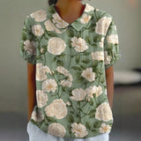 Stylish Digital-print Lapel Short-sleeve Shirt