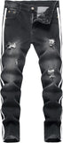 Boy's Skinny Fit Ripped Destroyed Distressed Stretch Slim Jeans Pants