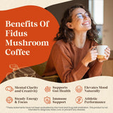 Fidus 16 in 1 Mushroom Coffee with 80,000mg Adaptogenic Mushrooms with Ashwagandha, Probiotic, Magnesium and Lion's Mane Instant Mushroom Coffee for Focus, Energy, Immunity & Digestion, 40 Servings