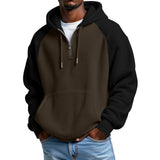 Color-block Waffle-knit Long-sleeve Hooded Jacket