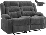 VEVOR Loveseat Recliner Sofa with Massage & Heat, Power Reclining Couch with Console, PU Leather Electric RV Sofa with USB & Outlet/Storage/Cup Holders/Pockets, Home Theater Seating for Living Room