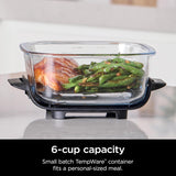 Ninja 6 Cup CleanCrisp Glass Container with Leak-Proof Storage lid, Compatible with Ninja Crispi® Portable Cooking System, Microwave, Freezer & Dishwasher Safe, PFAS & PTFE Free Glass, XSKSFN6CUP