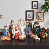 TOETOL Nativity Sets for Christmas Indoor Set of 13 Pieces 7.9 Inch Tall Resin Holy Family Scene Figurine Ornament Religious Christmas Table Decorations Collection Gifts Holidays Decor