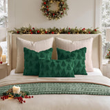 MIULEE Christmas Throw Pillow Covers Dark Green Christmas Decorations Set of 2 Xmas Tree 18x18 Pillow Covers Soft Plush Faux Wool Pillowcases Holiday Festivals Winter Home Decor Sofa Couch Bed Porch
