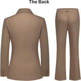 Women's Business Suit 2 Piece Set Shawl Sollar Blazer Bootcut Pants Suits for Women