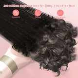 Hair Dryer Brush 8-in-1 Dual Voltage Hot Air Styler – Fast-Drying 110,000 RPM Ionic Blow Dryer with Straightener & Curler Attachments, Frizz-Free Volumizing Styler with Protective Hard Case-Pink