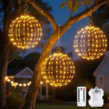 Brightown Christmas Ball Lights 3 Pack 12 Inch 120 LEDs, Battery Operated Sphere Lights with Timer,Waterproof 8 Modes with Hook for Outdoor Xmas Decorations Yard Porch Patio(Warmwhite)