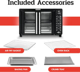 Gourmia Toaster Oven Air Fryer Combo 17 cooking presets 1700W french door digital air fryer oven 24L capacity accessories, convection rack, baking pan tray recipe book GTF7460,Large,Black