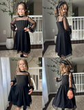 Arshiner Girls Dresses Contrast Mesh Puff Long Sleeve Mock Neck Formal Party A Line Short Tulle Dress