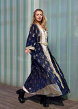 HUSN Embroidered Two-Piece Abaya Set Long Cardigan with Gold Embroidery with Plus Size Inner Slip Kaftan for Eid