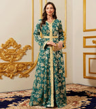 Embroidery Abayas for Women Muslim Moroccan Floral Maxi Kaftan Dress Arabic Islamic Dubai Robe Ramadan Prayer Clothes