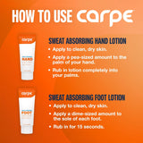 Carpe Sweat Absorbing Hand and Foot Lotion Bundle (3 Hand and 3 Foot Tubes), Stop Sweaty Hands and Sweaty, Smelly Feet, Dermatologist-Recommended