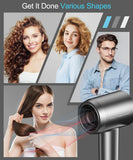 Hair Dryer - Negative Ionic Blow Dryer with 150000 RPM High Speed Brushless Motor for Fast Drying, Low Noise, HD Display Hair Dryer with Diffuser and Nozzle, 5 Temps & 2 Speeds