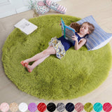 Amdrebio Light Pink Round Rug 4Ft for Girls Bedroom, Fluffy Circle Area Rugs for Kids Room Decor Aesthetic, Cute Shag Fuzzy Carpet for Nursery, Preppy Dorm, Classroom, Playroom, Teen, Baby, Washable