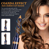 6-in-1 Hair Dryer Brush & Curling Iron Set, Hot Air Styler Hair Curler for Fast Drying, Smoothing & Volumizing, No Heat Damage, Professional Blowout Tool with Travel Case - Prussian Blue