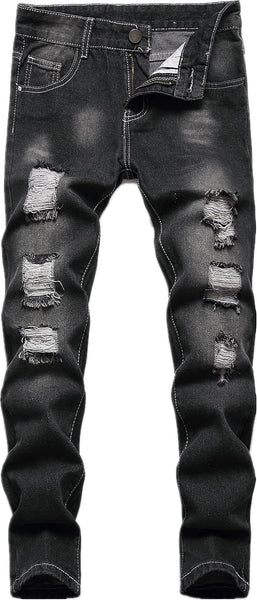 FREDD MARSHALL Boy's Skinny Fit Ripped Destroyed Distressed Fashion Kids Denim Jeans Pants