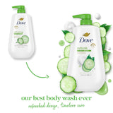 Dove Body Wash with Pump Refresh Cucumber and Green Tea for 24hr Lotion-Soft Skin Moisturizing Skin Cleanser with No Sulfates No Parabens 30.6 oz