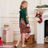 QPANCY Matching Girls & Doll Christmas Dresses Classic Plaid Long Sleeve Holiday Dress Kids Midi Velour Dress