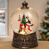 Train Snow Globe Christmas Snow Globe Lantern with Auto 6H Timer and Manual Glitter, Lighted Christmas Decorations Indoor with Santa Claus Reindeer Tree for Home Tabletop, Battery Operated