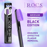 R.O.C.S. Black Edition Toothbrush - Elegant Design | Medium Hardness