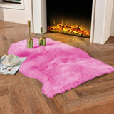 duduta White Faux Sheepskin Throw Rug 2x3 ft, Fluffy Shag Fur Chair Cover Small Bedside Dorm Rug Non Slip Washable