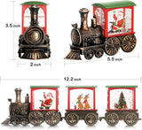 Train Snow Globe Christmas Snow Globe Lantern with Auto 6H Timer and Manual Glitter, Lighted Christmas Decorations Indoor with Santa Claus Reindeer Tree for Home Tabletop, Battery Operated