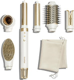 GLAMUP® 6 in 1 Hot Air Styler, Tight Grip, Powerful High Speed Dryer, Volumizer, Blow Dryer Brush, Curling Volumizing Hair Styler Gift Set with Travel Bag