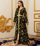 Embroidery Abayas for Women Muslim Moroccan Floral Maxi Kaftan Dress Arabic Islamic Dubai Robe Ramadan Prayer Clothes