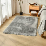 duduta Navy Blue Faux Sheepskin Throw Rug 2x3 ft, Fluffy Shag Fur Chair Cover Small Bedside Dorm Rug Non Slip Machine Washable