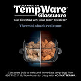 Ninja 6 Cup CleanCrisp Glass Container with Leak-Proof Storage lid, Compatible with Ninja Crispi® Portable Cooking System, Microwave, Freezer & Dishwasher Safe, PFAS & PTFE Free Glass, XSKSFN6CUP