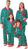 Satin Family Christmas Pajamas Set Soft Button Down Holiday Sleepwear Matching PJs for Couple Men Women Jammies Party