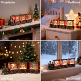 Train Snow Globe Christmas Snow Globe Lantern with Auto 6H Timer and Manual Glitter, Lighted Christmas Decorations Indoor with Santa Claus Reindeer Tree for Home Tabletop, Battery Operated