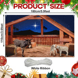 CHUNNIN Nativity Stable Scene Backdrop for Religious Christmas Theme Hanging Banner Supplies Christmas Nativity Scene Sign Manger Backdrop for Winter Holiday Xmas Photoshoot Props Party Decor