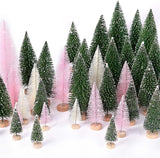 30Pcs Christmas Decorations Mini Christmas Trees, Artificial Christmas Tree Bottle Brush Trees with Wooden Base for Christmas Decor Christmas Party Home Table Craft