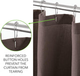 Waffle Weave Fabric Shower Curtain Heavyweight 230 GSM, Hotel Luxury