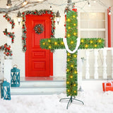 6 Ft Christmas Cross Tree with 100 Lights and a White Silk Scarf Christmas Christian Decorations Indoor Jesus Christ Catholic Cross Decor He is Risen for Home Decor