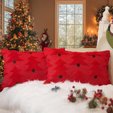 GEEORY Christmas Pillow Covers 18x18 Inch Set of 2, Christmas Decorations Xmas Tree Soft Plush Fluffy Faux Fur Decorative Throw Pillows Rustic Winter Decor Cushion Case Beige Brown GC034-18