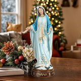 Nativity Scene Set with LED Lights,15.3" Resin Holy Family Character Stables Sculpture Manger Figurine for Indoor Tabletop Fireplace Christmas Decorations