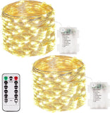 4 Pack 100 LED Fairy Lights Battery Operated with Remote, 33FT Waterproof Twinkle Lights with Timer & 8 Modes, Fairy String Light Outdoor Indoor for Bedroom Classroom DIY Christmas Decor (Warm White)