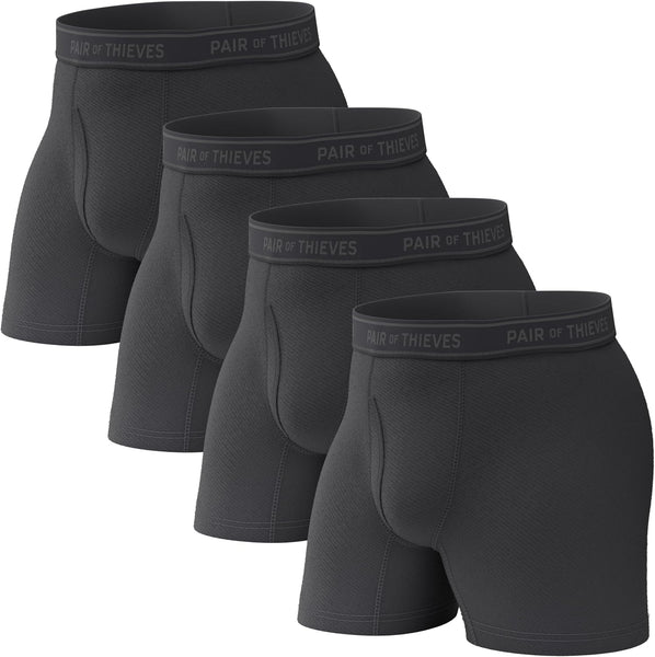 Pair of Thieves 4 Pack Mens Boxer Briefs - Soft, Stretchy, Moisture-Wicking Underwear for Men - All-Day Comfort and Support