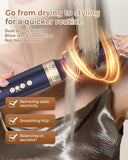 UKLISS Hair Dryer Brush 7 in 1，110000 RPM Hair Dryer with Diffuser for Curly & Twisted Hair Professional Ionic Brush Blow Dryer for Salon-Quality Styling (Blue Gold)