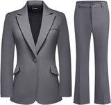 Women's Suit 2 Piece Set Pinstripe Blazer and Bootcut Dressy Pants Set for Work Office Business Outfits