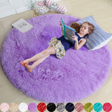 Amdrebio Light Pink Round Rug 4Ft for Girls Bedroom, Fluffy Circle Area Rugs for Kids Room Decor Aesthetic, Cute Shag Fuzzy Carpet for Nursery, Preppy Dorm, Classroom, Playroom, Teen, Baby, Washable