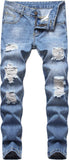 Boy's Skinny Fit Ripped Destroyed Distressed Stretch Slim Jeans Pants
