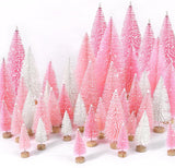 30Pcs Christmas Decorations Mini Christmas Trees, Artificial Christmas Tree Bottle Brush Trees with Wooden Base for Christmas Decor Christmas Party Home Table Craft