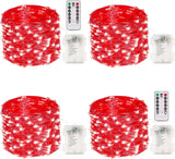 4 Pack 100 LED Fairy Lights Battery Operated with Remote, 33FT Waterproof Twinkle Lights with Timer & 8 Modes, Fairy String Light Outdoor Indoor for Bedroom Classroom DIY Christmas Decor (Warm White)