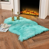 duduta White Faux Sheepskin Throw Rug 2x3 ft, Fluffy Shag Fur Chair Cover Small Bedside Dorm Rug Non Slip Washable