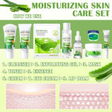 11PCS Turmeric Skincare Set, Skin Care Set with Turmeric Face Wash, Eye Cream, Toner, Facial Cream, Face Serum, Moisturizing Tinted Lip Balm, Under Eye Patches Set with 3 Honey Facial Masks