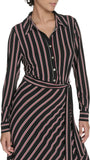 Tommy Hilfiger Women's Long Sleeve Collared Self Tie Midi Shirtdress